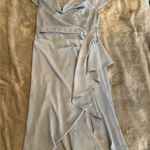 Elegant Blue Wrap Dress